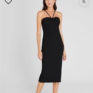 Club Monaco Black mock smocked Midi Dress large